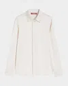 Max Mara Xero Button-down Silk Satin Shirt In White
