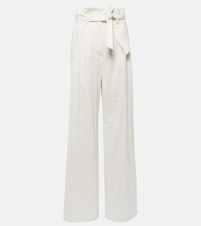 MAX MARA XERO PINSTRIPE COTTON AND SILK PALAZZO PANTS