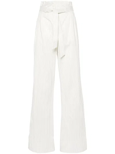 Max Mara Cotton And Silk Blend Trousers In White