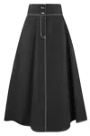 Max Mara Flared Skirt In Cotton And Linen In Nero