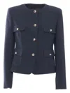 Max Mara Tailored Black Yana Jacket With Decorative Gold-tone Buttons In Blue