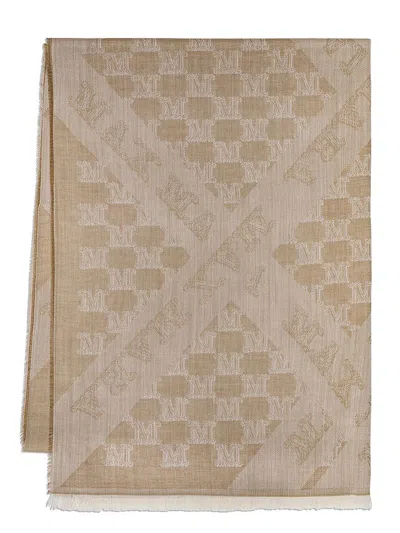 Max Mara Yaqui Stole In Wool, Cotton, And Silk In Beige