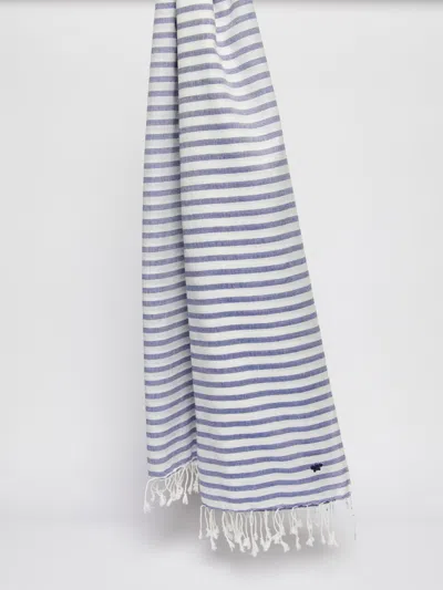 Max Mara Yarn-dyed Cotton Stole In Blue