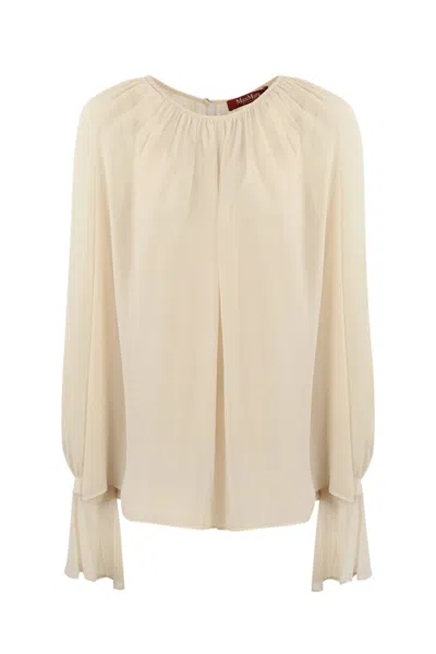 Max Mara Yelina Silk Georgette Blouse In Champagne