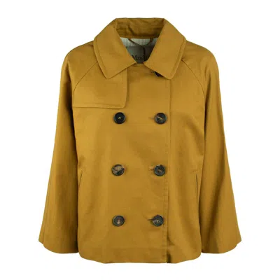 Max Mara Yellow Crop Trench Coat In Drip-proof Cotton And Linen