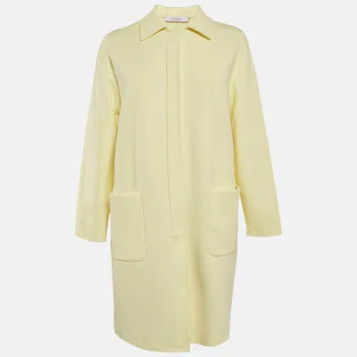 Pre-owned Max Mara Yellow Gabardine Single Breasted Long Coat M
