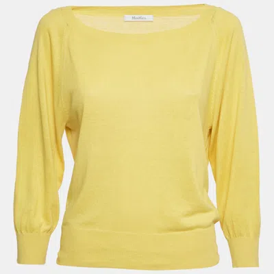 Pre-owned Max Mara Yellow Knit Long Sweater M
