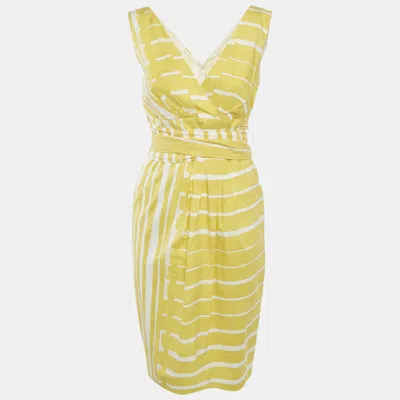 Pre-owned Max Mara Yellow Printed Cotton Short Dress M