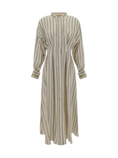 Max Mara Woman Maxi Dress Beige Size 16 Linen In Nude