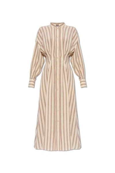 Max Mara Yole Striped Dress In Beige