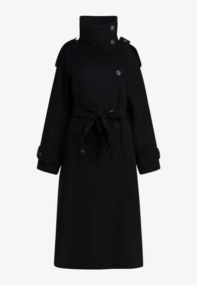 Max Mara Yole Wool Double-breasted Trench Coat In Black
