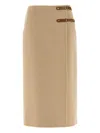 Max Mara High Waist Skirt Featuring Buckle Accents In Neutral