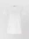 Max Mara Women 'papaia' White Crewneck T-shirt With Tonal Logo Embroidery On The Front In Cotton Wom In White