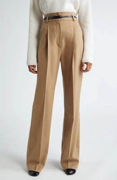 Max Mara Zac Belted Virgin Wool Wide Leg Trousers In Camel