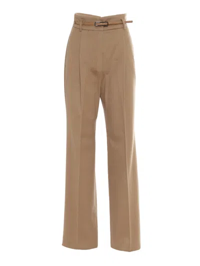 Max Mara Zac Camel Long Trousers In Brown