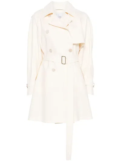 Max Mara Zagara Wool & Silk Short Trench Coat In Ivory