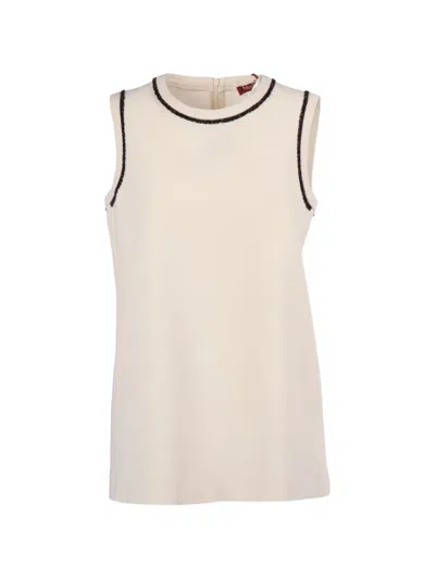Max Mara Zaino Bead-embellished Vest In Neutral