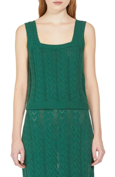 Max Mara Zanora Cotton Blend Pointelle Sweater Tank In Green