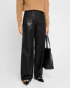 Max Mara Getti Leather Straight-leg Pants In Black