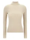 Max Mara Zanzara Ribbed High-neck Sweater In Neutral