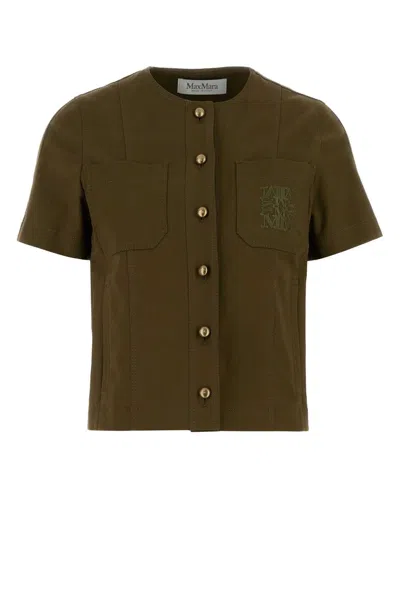 Max Mara Zanzara Stretch Cotton Blouse In Green
