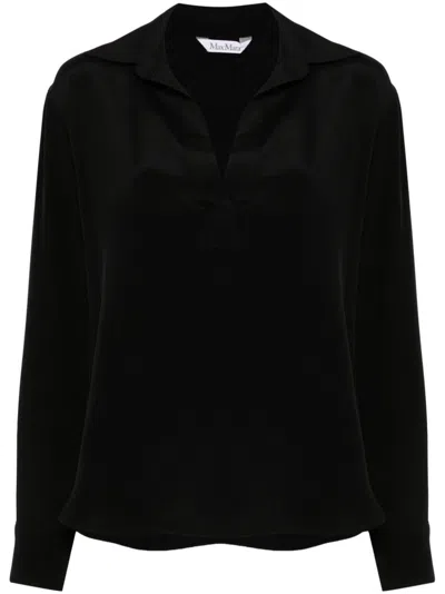 Max Mara Infante Wool Knit Polo Sweater In Black