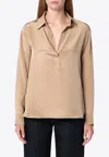Max Mara Beige Silk Crepe De Chine Shirt Women In Beige