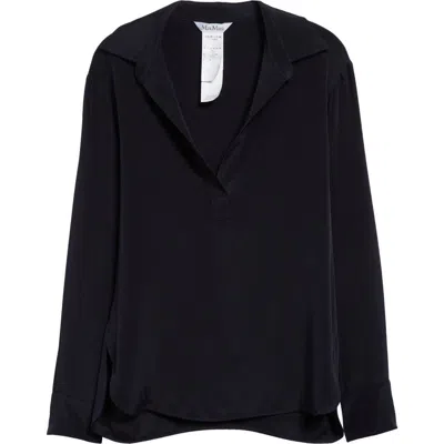 Max Mara Zanzero Silk Crêpe De Chine Top In Black