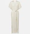 Max Mara Zarelia Fringed Lamé Kaftan In Beige