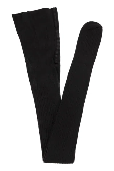 Max Mara Zavorra - Ribbed Cotton Tights In Black