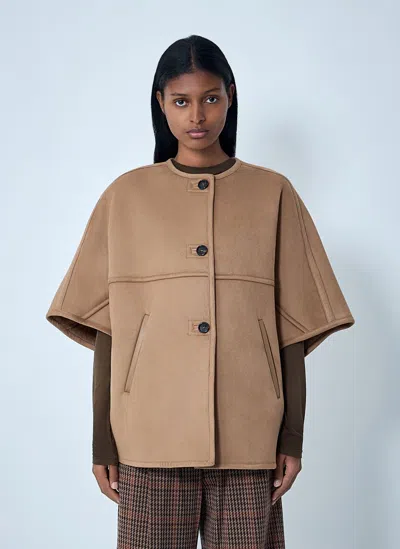 Max Mara Zaza Poncho Jacket In Brown