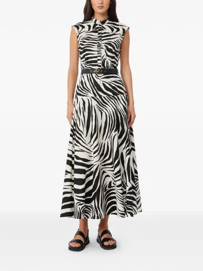 Max Mara Abito Chemisier In Popeline Animalier In Black