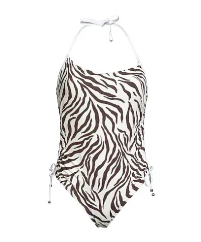 Max Mara Zebra Print Swimsuit In Black