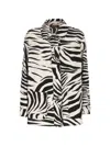 Max Mara Zebra-print Button-up Jacket In Black
