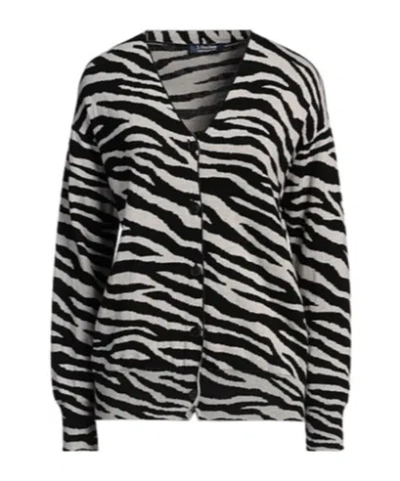 Max Mara Zebra-print Lightweight Knit Sweater In Black