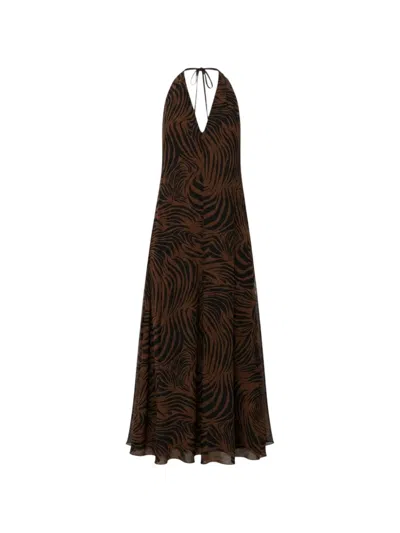 Max Mara Zebra-print Maxi Dress In Brown