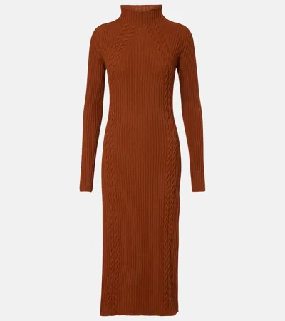 Max Mara Zelanda Wool-blend Midi Dress In Brown
