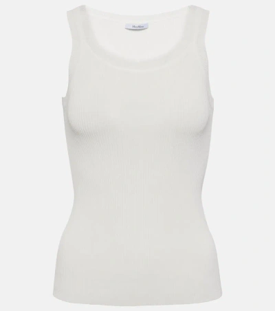 Max Mara Zemira Ribbed-knit Crêpe Tank Top In White