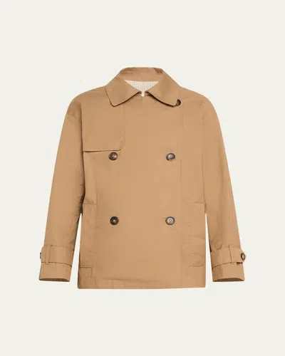 Max Mara Zeno Double-breasted Short Trench Coat In Camel