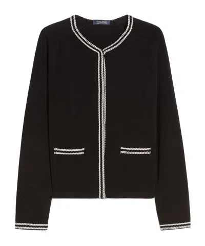Max Mara 's  Zenobia Contrast Trim Knitted Cardigan In Black