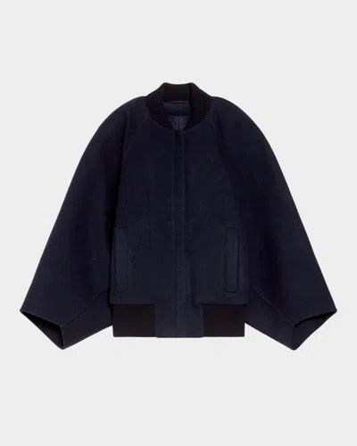 Max Mara Zenone Cashmere Oversized Bomber Jacket In Navy