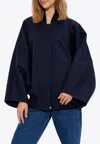 Max Mara Zenone Cashmere Cape Bomber Jacket In Navy