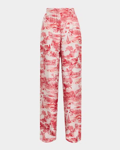 Max Mara Zeus High-rise Toile Pants In Red