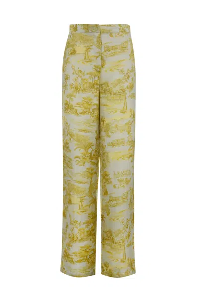Max Mara Zeus Trousers In Printed Twill In Multi