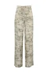 Max Mara Zeus Trousers In Printed Twill In Nude/grigio