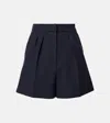 Max Mara Zic High-rise Wool-blend Canvas Shorts In Blue