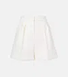 Max Mara Zic High-rise Wool-blend Canvas Shorts In White