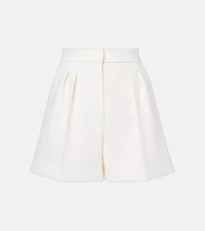 Max Mara Zic High-rise Wool-blend Canvas Shorts In White