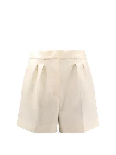 Max Mara Zic Stretch Virgin Wool Shorts In White