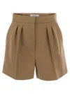 Max Mara Pleated High-waisted Shorts In Brown